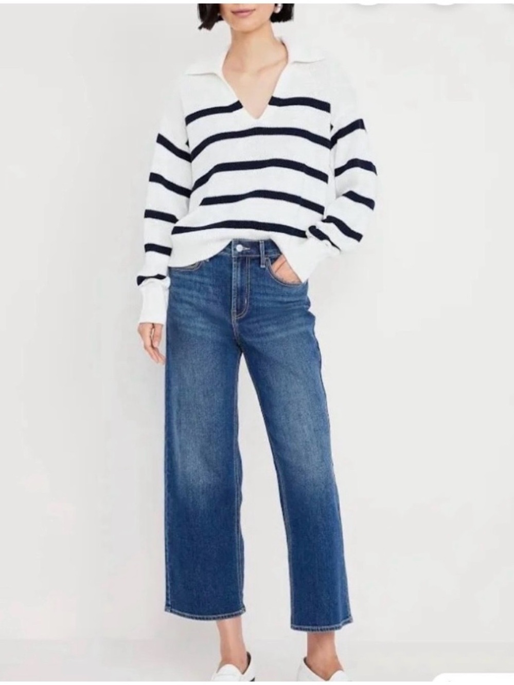 High rise wide leg cropped jeans 2 petite